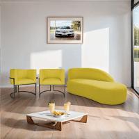 Kit Divã Luna 185cm Lado Direito E 02 Poltronas Base De Ferro Preto Suede Cor Amarelo - 8