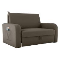 Sofá Cama Com Baú 2 Lugares Harry Veludo Maserati Marrom - 2