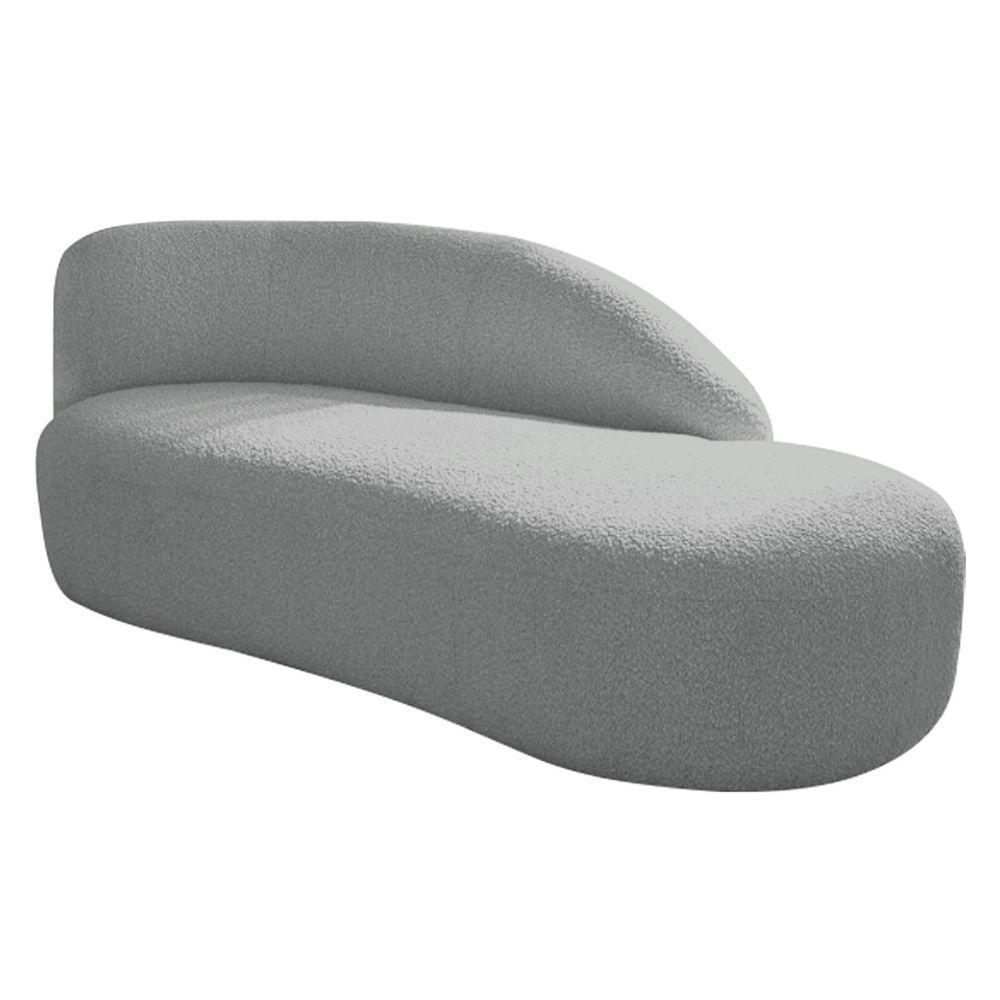 Divã Recamier Curvo Luna 185cm Lado Direito Bouclé - Doce Sonho Móveis Cor Cinza - 1