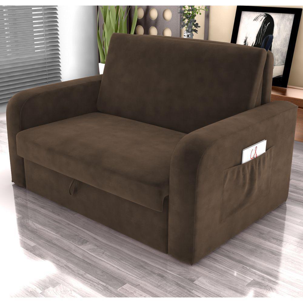 Sofá Cama Com Baú 2 Lugares Harry Veludo Marrom - 1