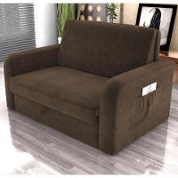 Sofá Cama Com Baú 2 Lugares Harry Veludo Marrom - 1