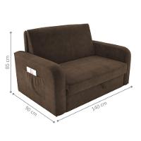 Sofá Cama Com Baú 2 Lugares Harry Veludo Marrom - 2