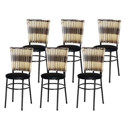 6 Cadeiras Para Mesa Preta Hawai Cappuccino Premium Cor:preto