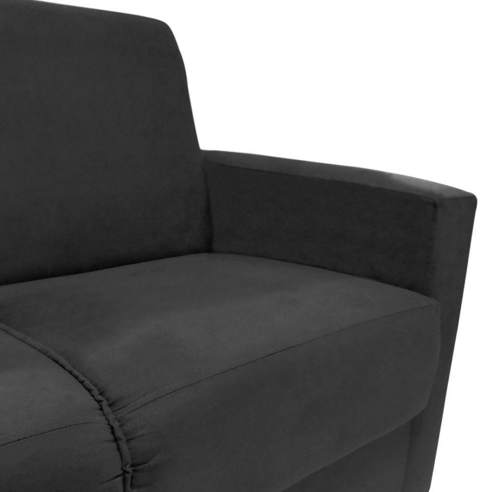 Sofá 2 Lugares Sala De Estar Recepção Suede Cecilia Preto - 4