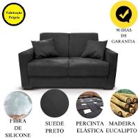 Sofá 2 Lugares Sala De Estar Recepção Suede Cecilia Preto - 2