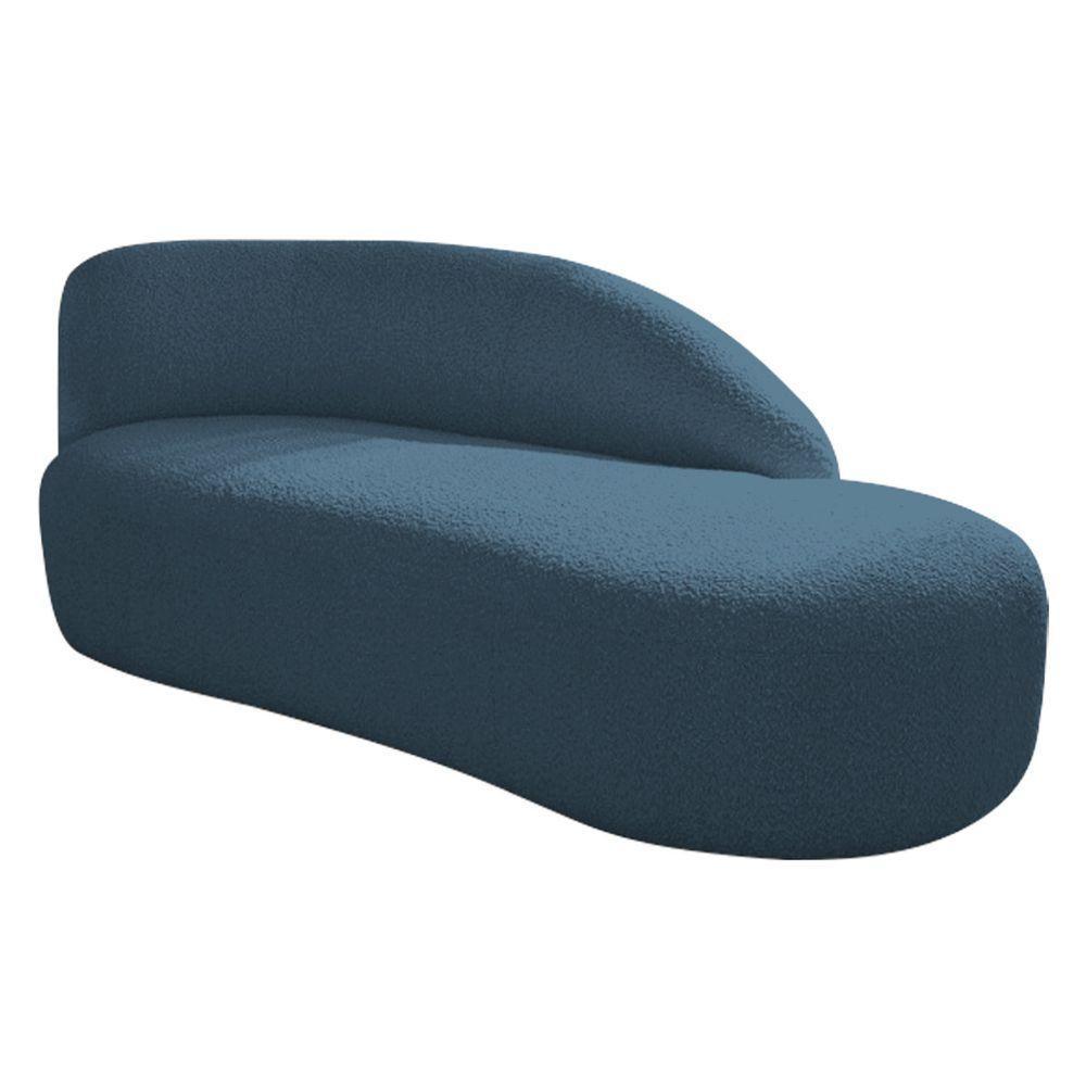 Divã Recamier Curvo Luna 185cm Lado Direito Linho - Adj Decor Cor Azul Royal - 1