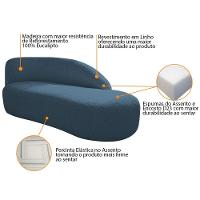 Divã Recamier Curvo Luna 185cm Lado Direito Linho - Adj Decor Cor Azul Royal - 2