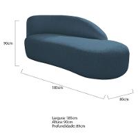 Divã Recamier Curvo Luna 185cm Lado Direito Linho - Adj Decor Cor Azul Royal - 3