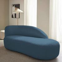 Divã Recamier Curvo Luna 185cm Lado Direito Linho - Adj Decor Cor Azul Royal