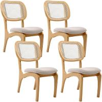 Kit 4 Cadeiras Para Sala De Jantar Estofada E Tela Mariah L02 Bouclê Creme - 1