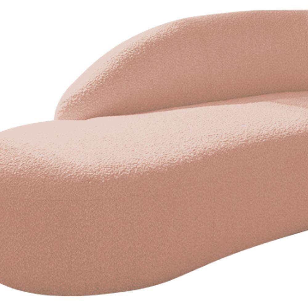 Divã Recamier Curvo Luna 160cm Lado Esquerdo Suede - Adj Decor Cor Rosê - 2