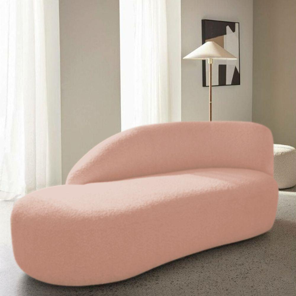 Divã Recamier Curvo Luna 160cm Lado Esquerdo Suede - Adj Decor Cor Rosê - 7