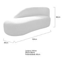Kit Divã Luna 160cm Lado Esquerdo E 01 Poltrona Base De Ferro Preto Suede Cor Branco - 9