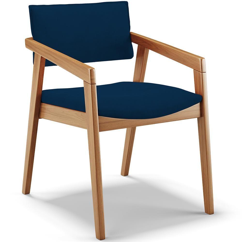 Kit 05 Cadeiras Para Sala De Jantar Estar Living Giorgia B04 Suede Azul Marinho - 6