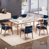 Kit 05 Cadeiras Para Sala De Jantar Estar Living Giorgia B04 Suede Azul Marinho - 7