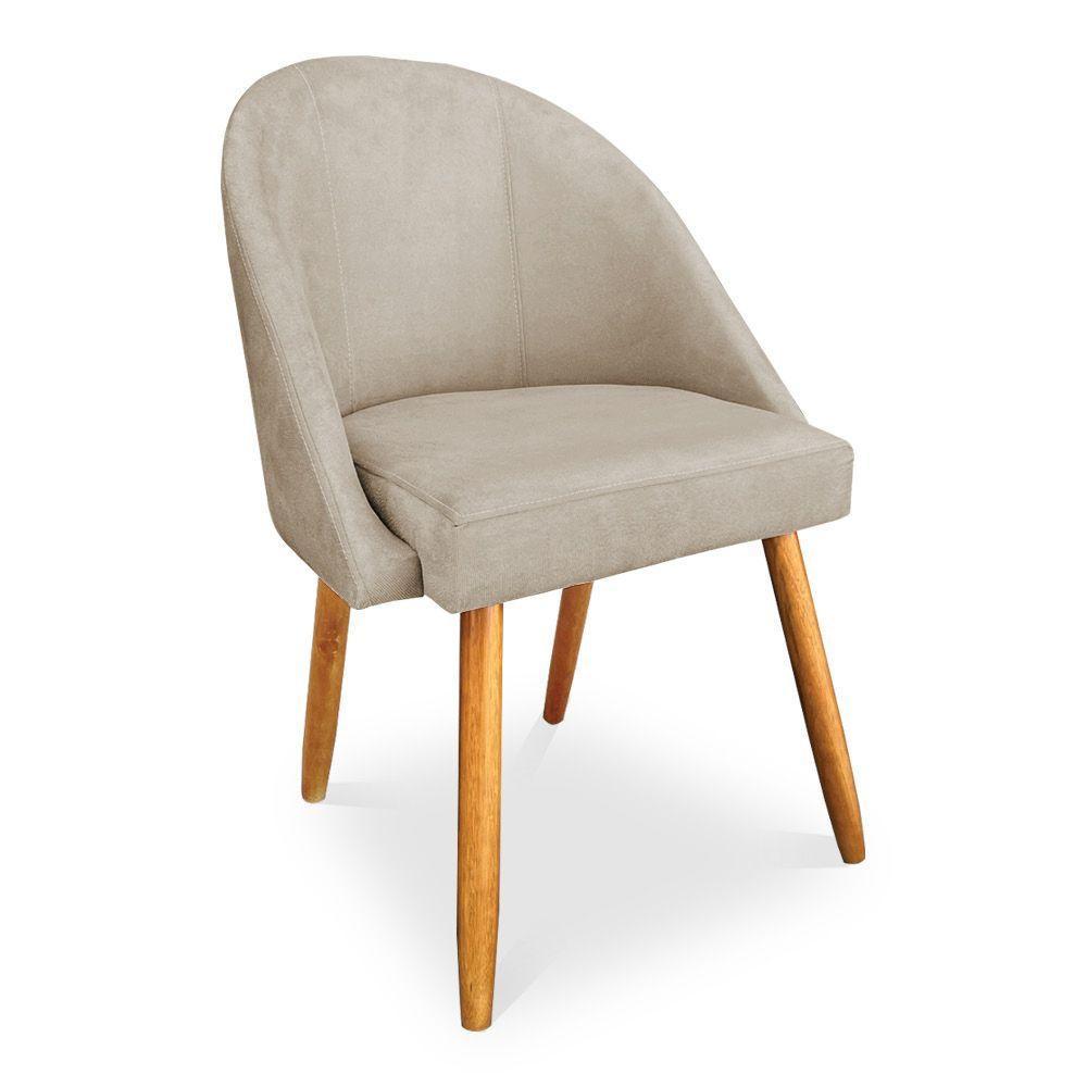 Cadeira De Jantar Bela Suede Pés Palito Castanho Bege - 1