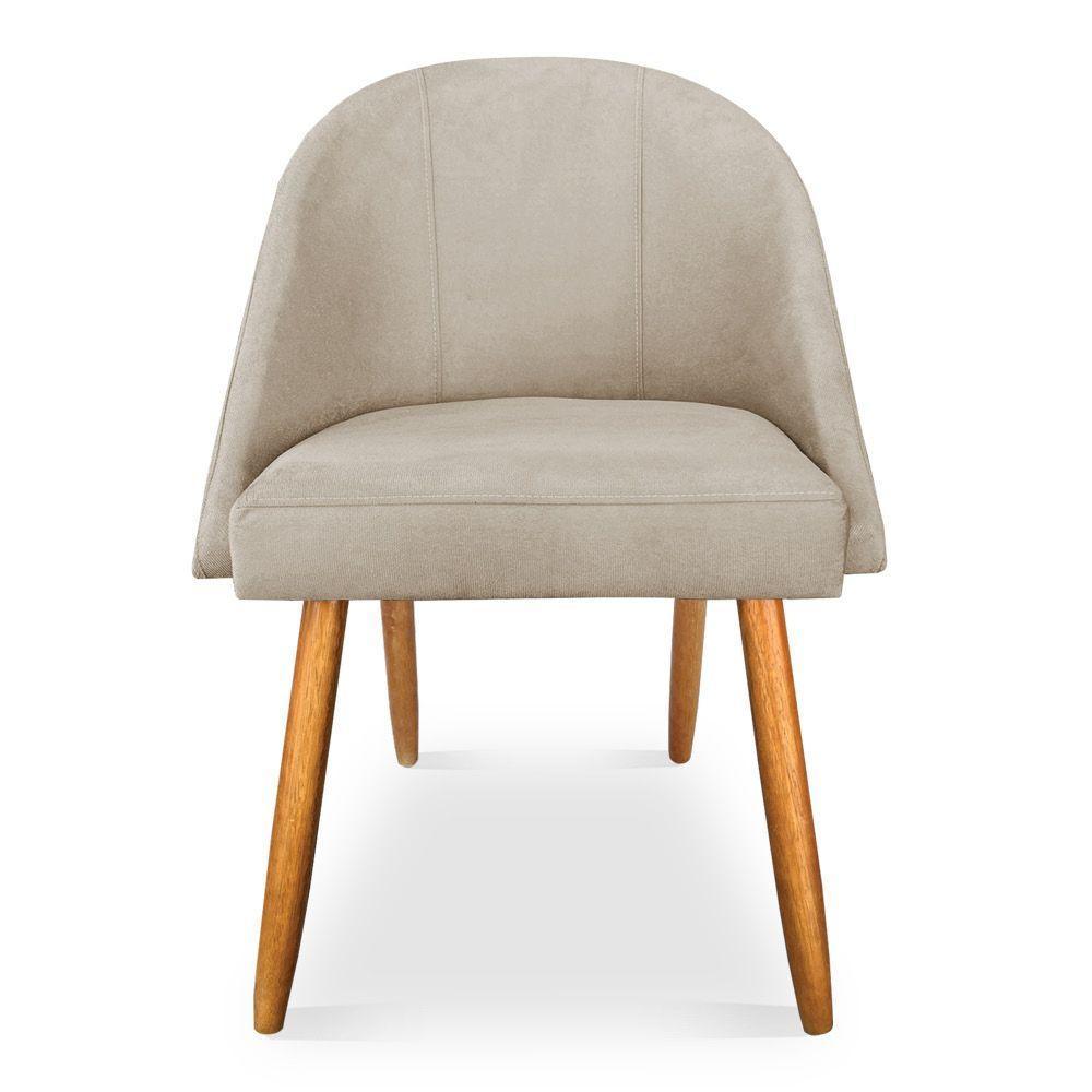 Cadeira De Jantar Bela Suede Pés Palito Castanho Bege - 4