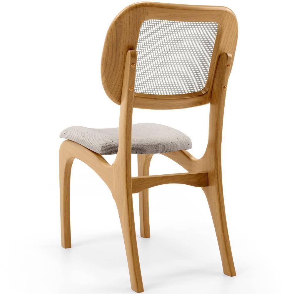 Kit 5 Cadeiras Para Sala De Jantar Estofada E Tela Mariah L02 Linho Cru - 4