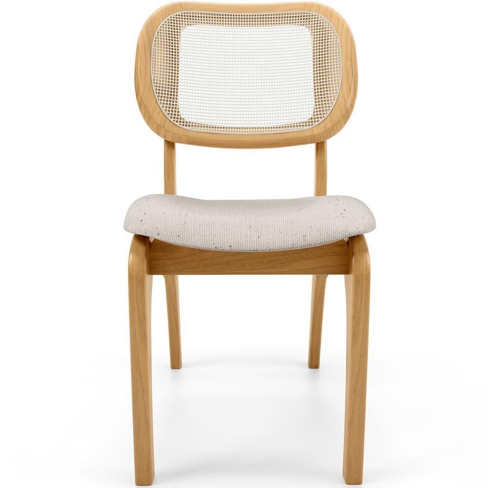 Kit 5 Cadeiras Para Sala De Jantar Estofada E Tela Mariah L02 Linho Cru - 5