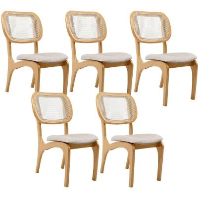 Kit 5 Cadeiras Para Sala De Jantar Estofada E Tela Mariah L02 Linho Cru