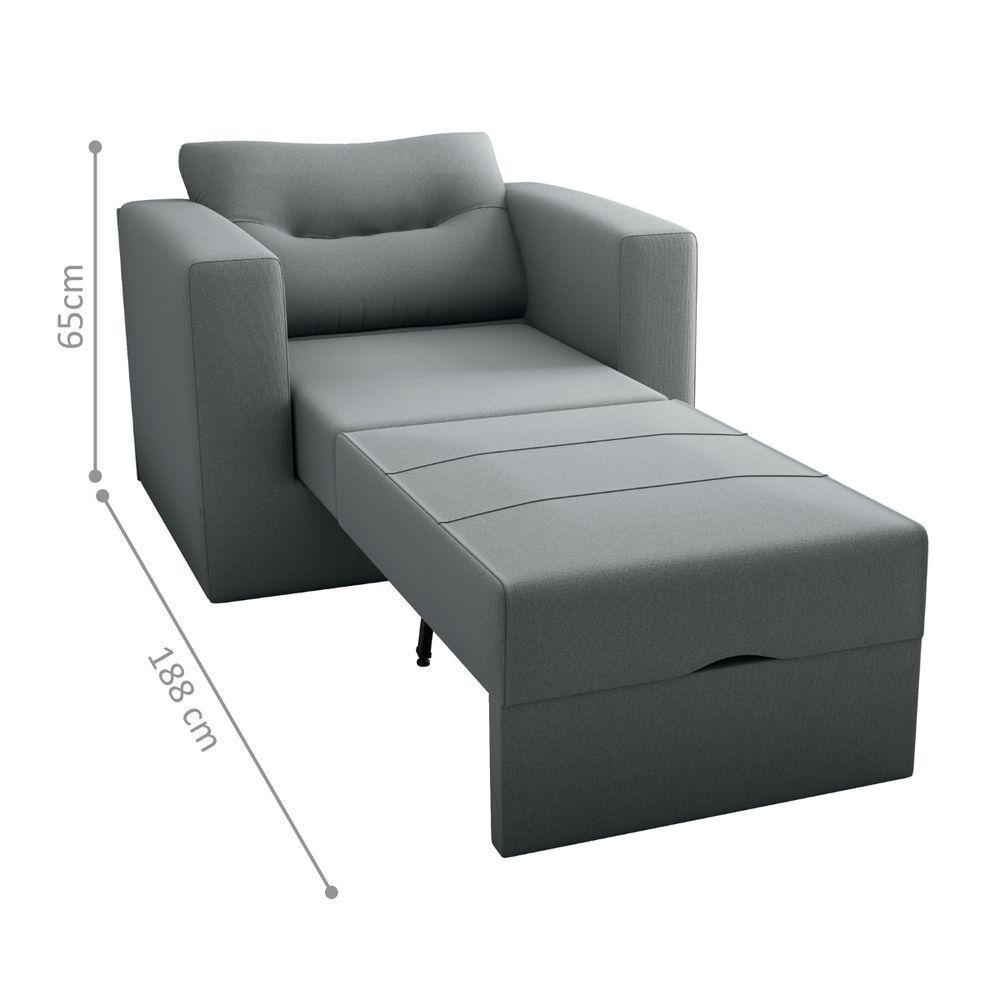 Sofá Cama 1 Lugar Cork Suede Cinza - 3
