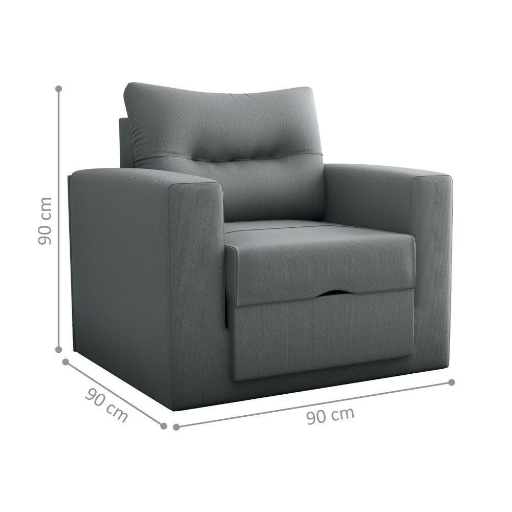 Sofá Cama 1 Lugar Cork Suede Cinza - 4