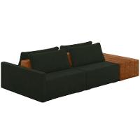 Sofá Ilha Modular Para Sala 252cm Com Puff Dublin K01 Veludo Verde Sintético Caramelo - Lyam Decor - 1