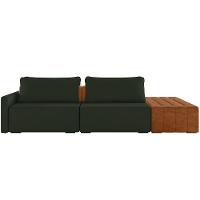 Sofá Ilha Modular Para Sala 252cm Com Puff Dublin K01 Veludo Verde Sintético Caramelo - Lyam Decor - 5
