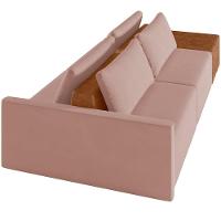 Sofá Ilha Modular Para Sala 252cm Com Puff Dublin K01 Veludo Rosê Sintético Caramelo - Lyam Decor