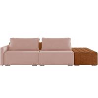 Sofá Ilha Modular Para Sala 252cm Com Puff Dublin K01 Veludo Rosê Sintético Caramelo - Lyam Decor - 5