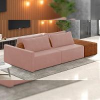 Sofá Ilha Modular Para Sala 252cm Com Puff Dublin K01 Veludo Rosê Sintético Caramelo - Lyam Decor - 6