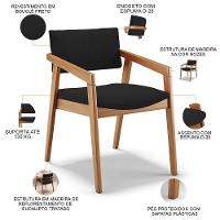 Kit 06 Cadeiras Para Sala De Jantar Estar Living Giorgia B04 Bouclê Preto - 6