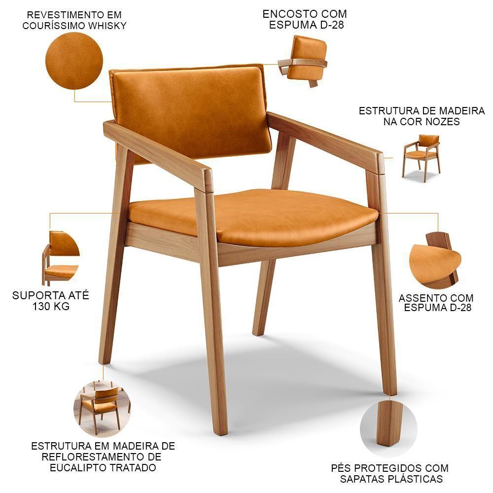 Kit 05 Cadeiras Para Sala De Jantar Estar Living Giorgia B04 Couríssimo Whisky - 8