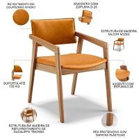 Kit 05 Cadeiras Para Sala De Jantar Estar Living Giorgia B04 Couríssimo Whisky - 8