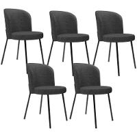 Kit 5 Cadeiras Sala De Jantar Estofada Gavi L02 Linho Cinza Escuro - 1