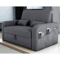 Sofá Cama Com Baú Luka Veludo Cinza - 1