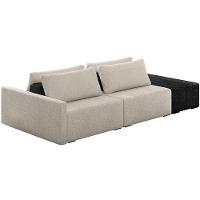 Sofá Ilha Modular Para Sala 252cm Com Puff Dublin K01 Bouclê Creme E Sintético Preto - Lyam Decor - 1