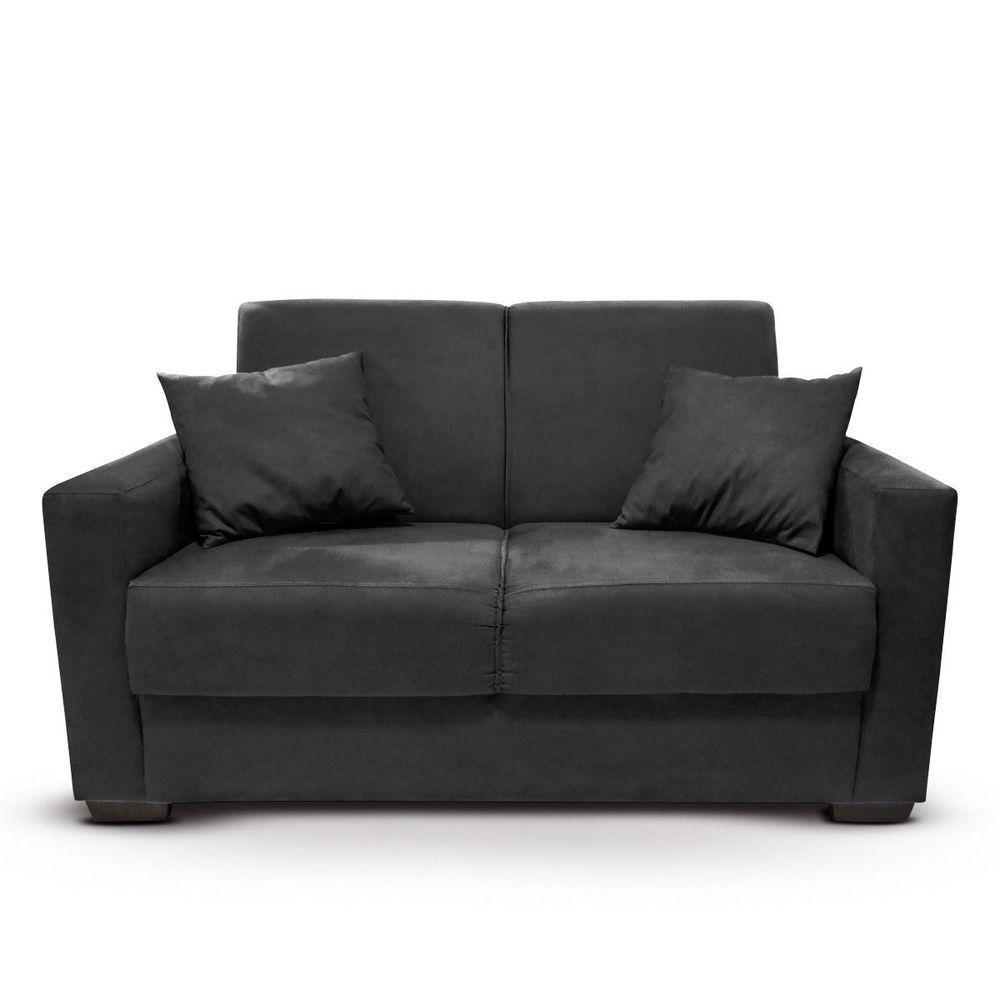 Sofá 2 Lugares Sala De Estar Recepção Suede Vitoria Preto - 1