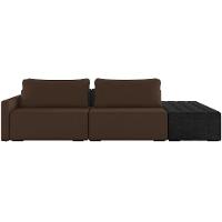 Sofá Ilha Modular Para Sala 252cm Com Puff Dublin K01 Veludo Marrom E Sintético Preto - Lyam Decor - 7