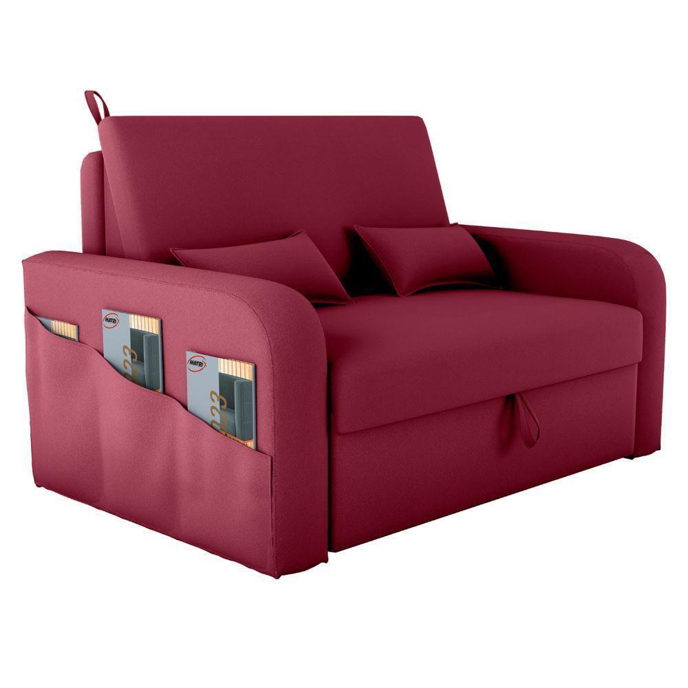 Sofá Cama Com Baú Luka Veludo Vinho - 2