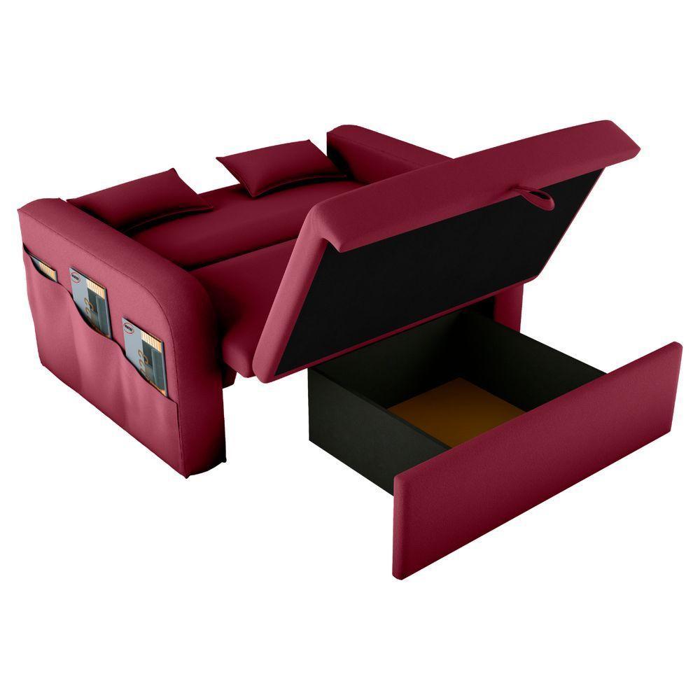 Sofá Cama Com Baú Luka Veludo Vinho - 3