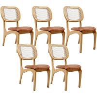 Kit 5 Cadeiras Para Sala De Jantar Estofada E Tela Mariah L02 Couríssimo Camel - 1