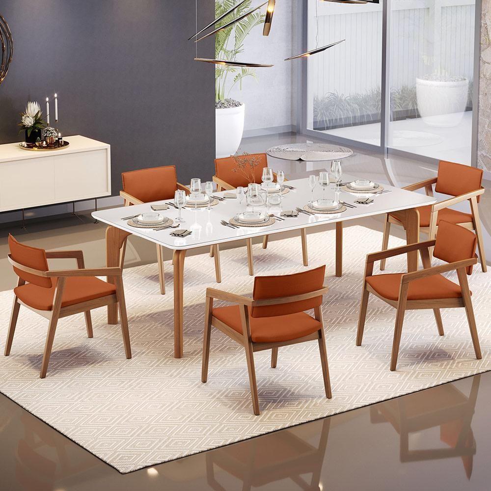 Kit 06 Cadeiras Para Sala De Jantar Estar Living Giorgia B04 Tecido Terracota - 7