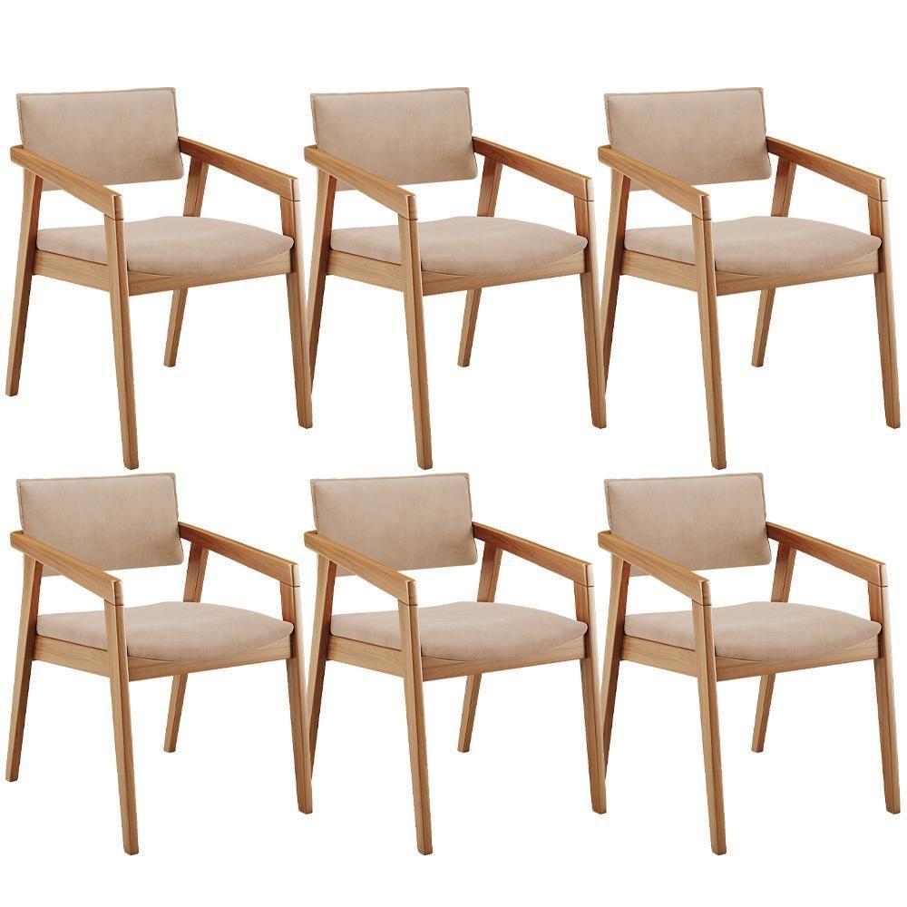 Kit 06 Cadeiras Para Sala De Jantar Estar Living Giorgia B04 Suede Bege - 1