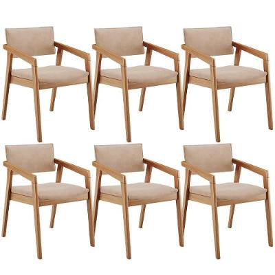 Kit 06 Cadeiras Para Sala De Jantar Estar Living Giorgia B04 Suede Bege