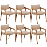 Kit 06 Cadeiras Para Sala De Jantar Estar Living Giorgia B04 Suede Bege - 1