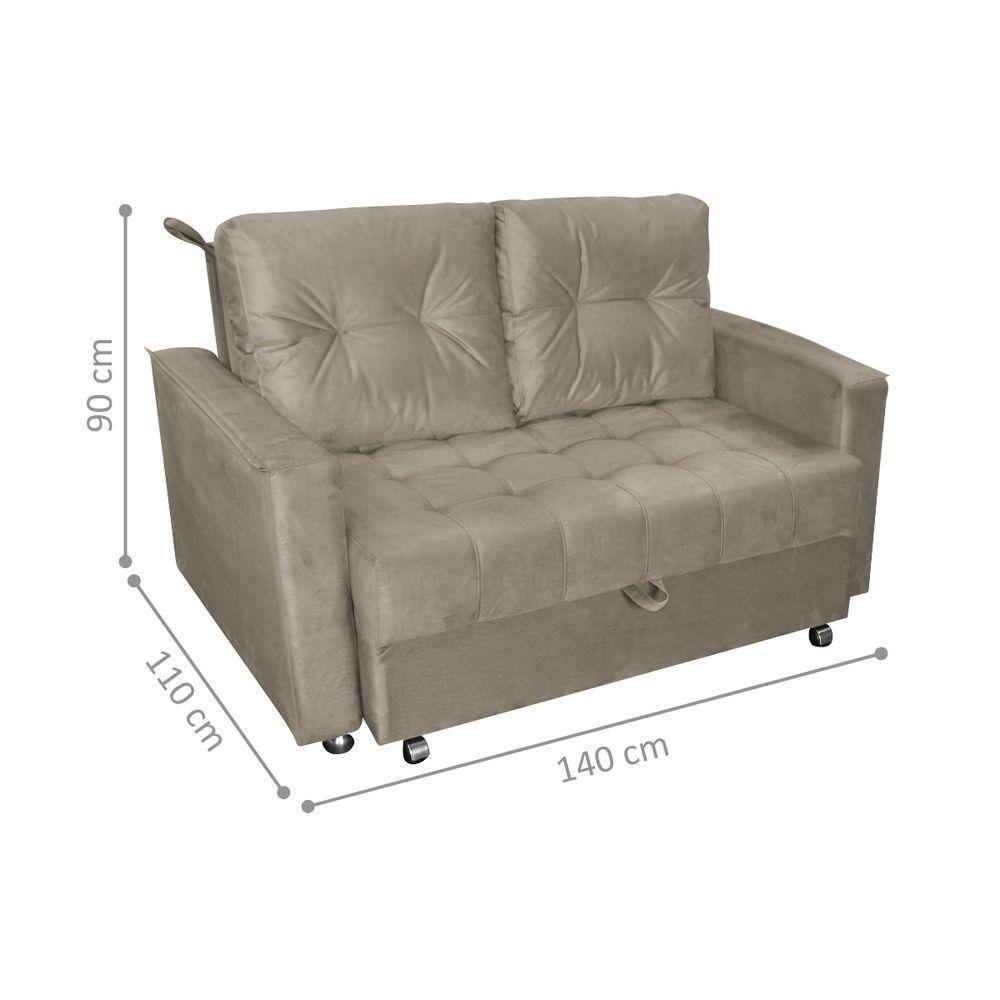 Sofá Cama 2 Lugares Duleek Veludo Capuccino - 3