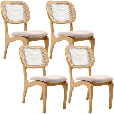 Kit 4 Cadeiras Para Sala De Jantar Estofada E Tela Mariah L02 Seude Bege