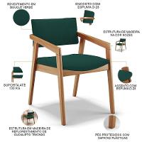 Kit 05 Cadeiras Para Sala De Jantar Estar Living Giorgia B04 Bouclê Verde - 6