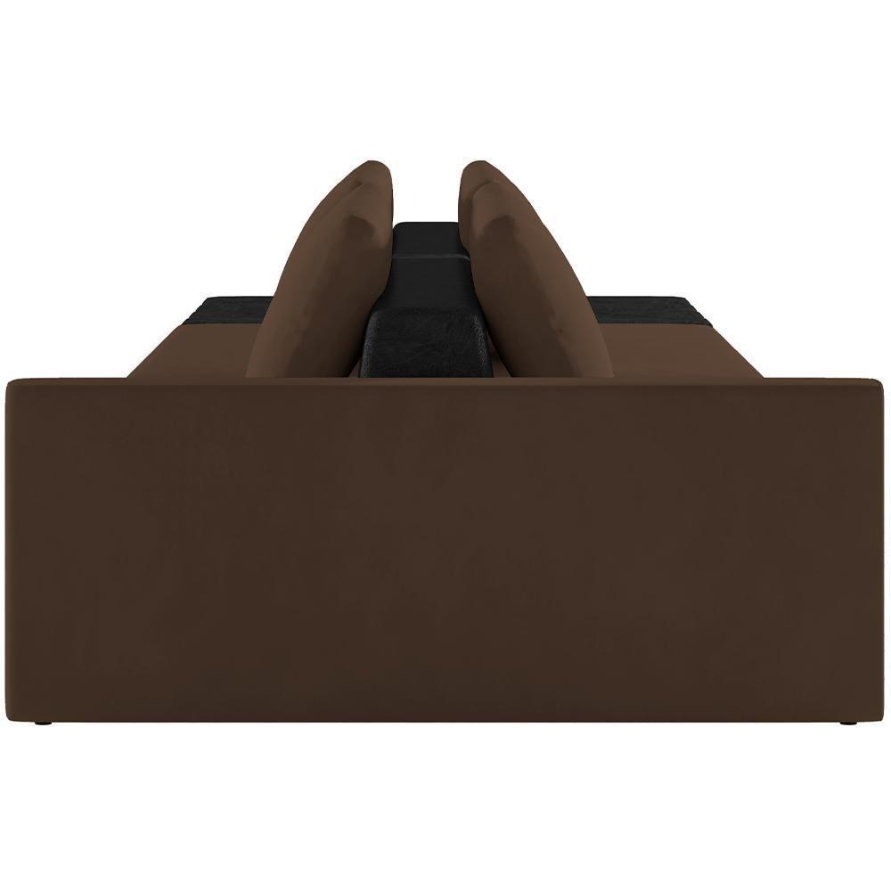 Sofá Ilha Modular Para Sala 232cm Com Puff Dublin K01 Veludo Marrom E Sintético Preto - Lyam Decor - 2